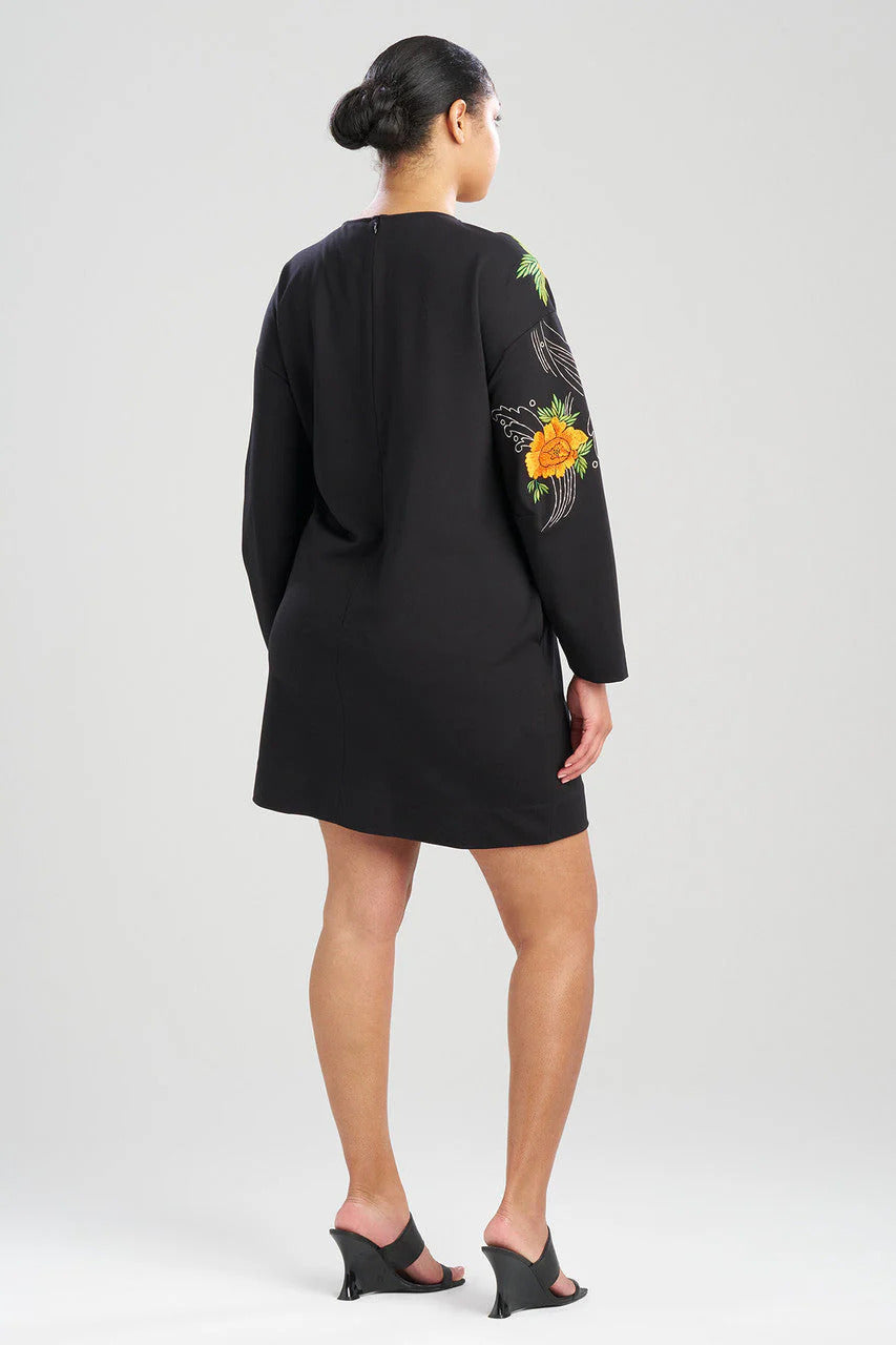 Natori Light Weight Ponte Embroidered Shift Dress