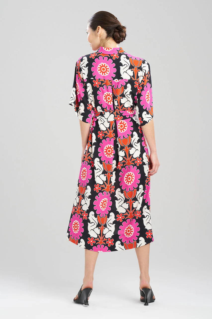 Natori Talitha Crepe A-Line Belted Shirtdress