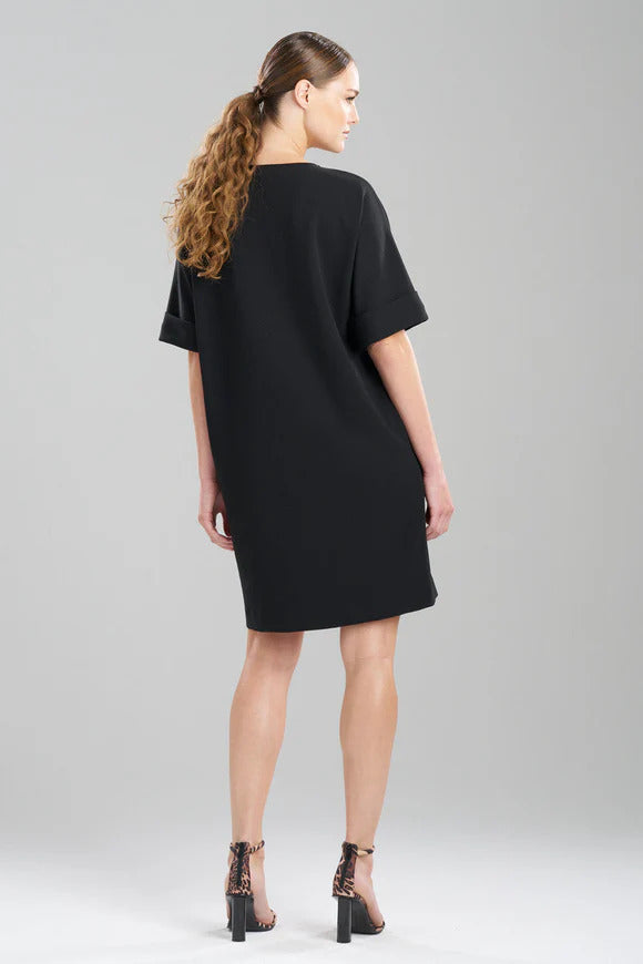 Natori Solid Knit Crepe Embroidered T-Shirt Dress