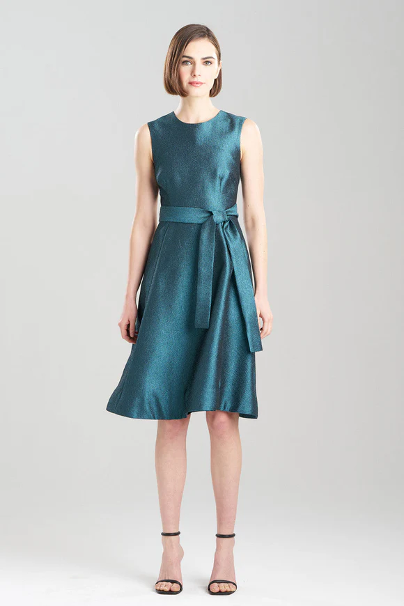 Natori Lustrous Textured Jacquard Fit & Flare Dress