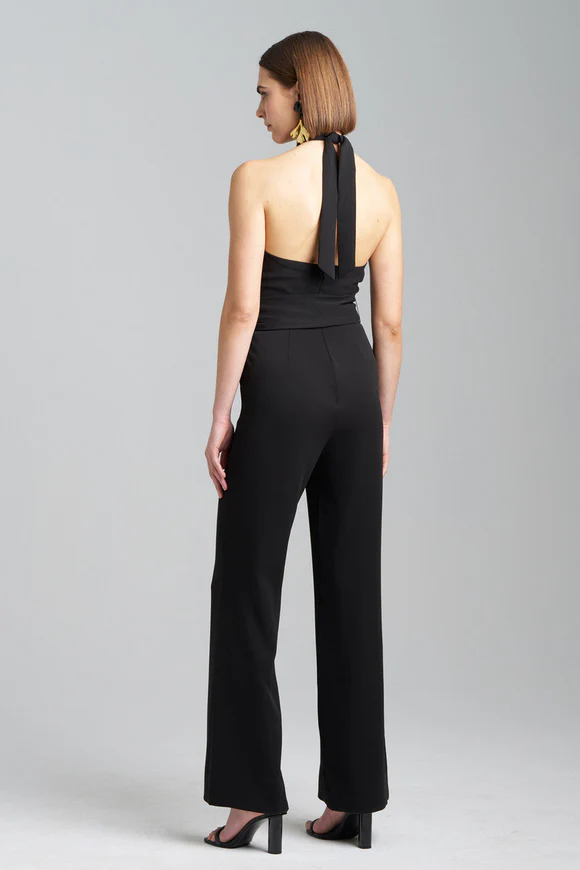 Natori Solid Crepe Halter Jumpsuit
