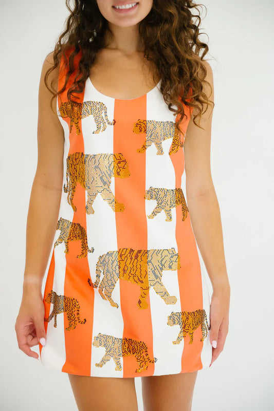Judith March TIGER LOVER ORANGE STRIPED DRESS