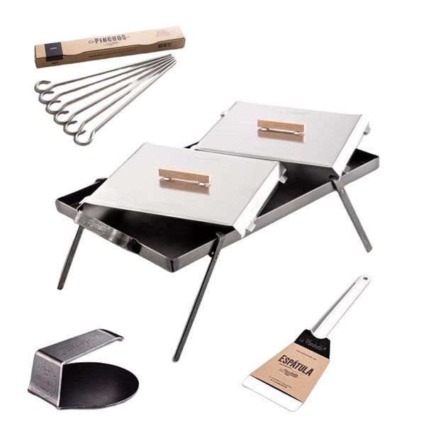 Pampa Direct La Planchetta Classic Grill Kit with Bonus Smasher – Perfect for BBQs and Grilling