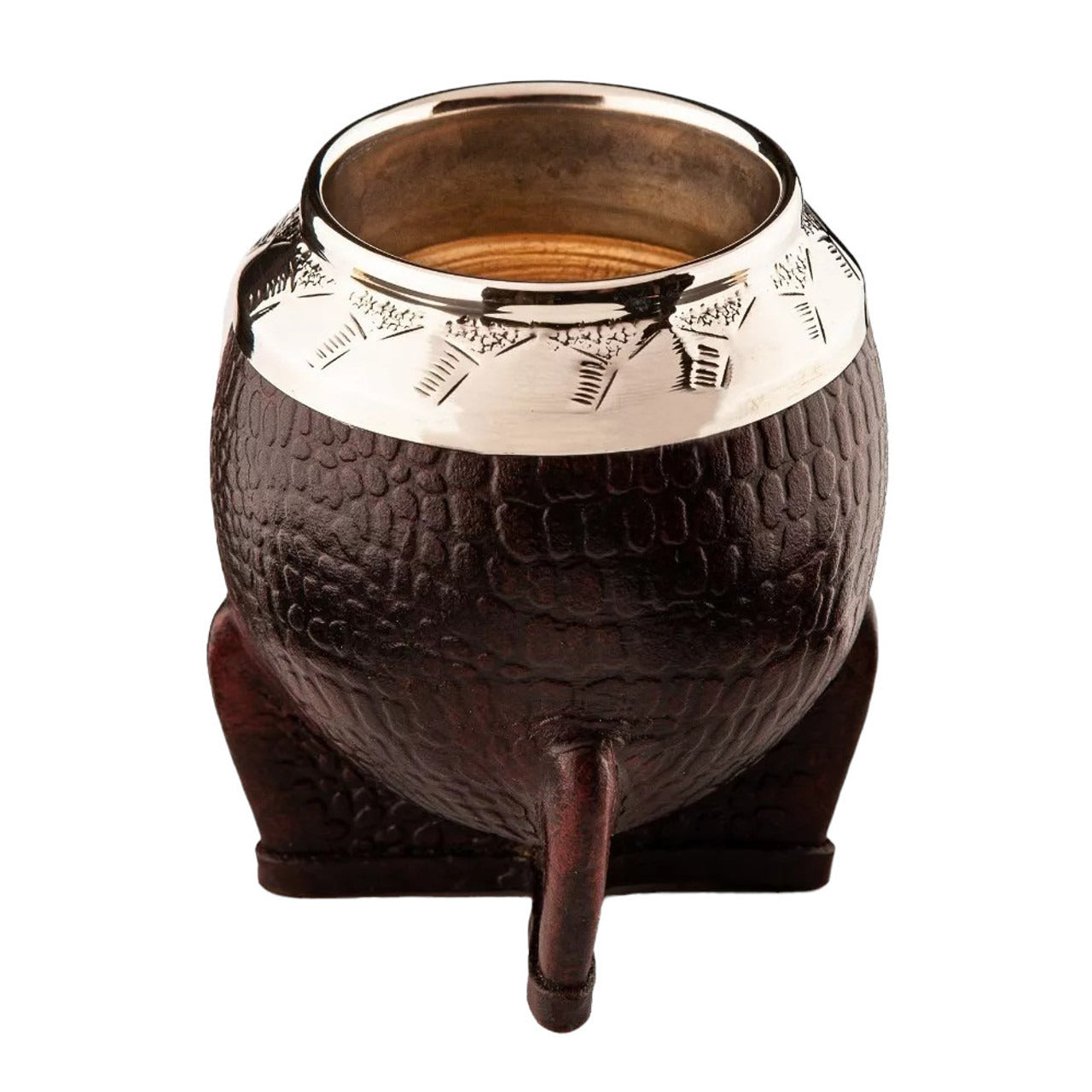 Pampa Direct Matesur Mate Torpedo Cuero Croco Brown Gourd with Alpaca Engraving, Premium Quality