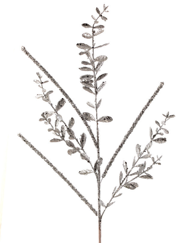 Decorator's Warehouse 29” Silver Glitter Boxwood Berry Stick Spray