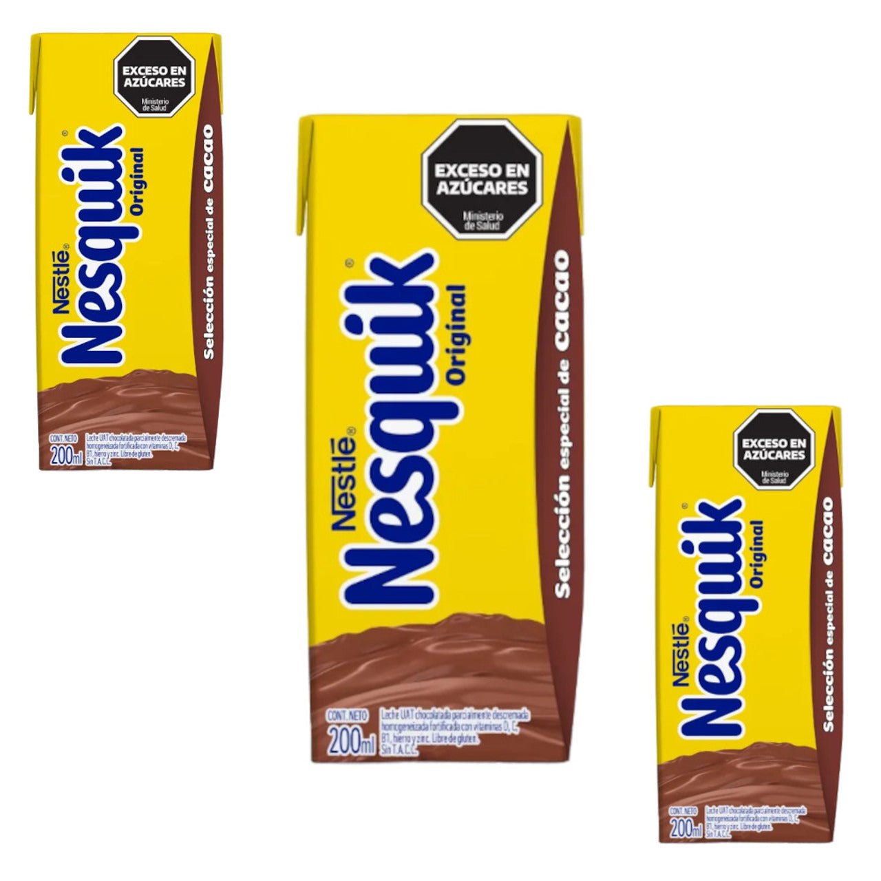 Pampa Direct Nestlé Nesquik Chocolatada Classic Milk Chocolate Tetrapack with Iron, Zinc & Vitamin D, C, B1, 200 ml / 6.76 fl oz ea (pack of 3)