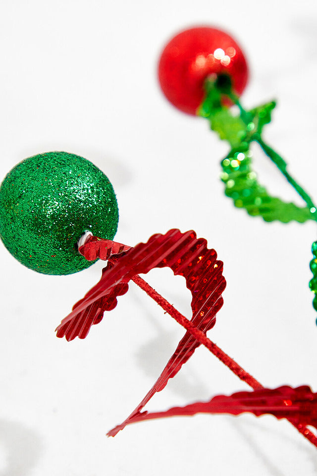 Decorator's Warehouse 37" Red and Green Ball Curly Spray x5