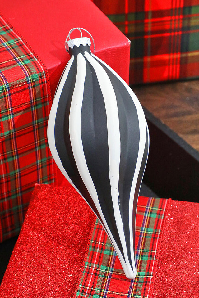 Decorator's Warehouse 8” Black and White Drop Ornament