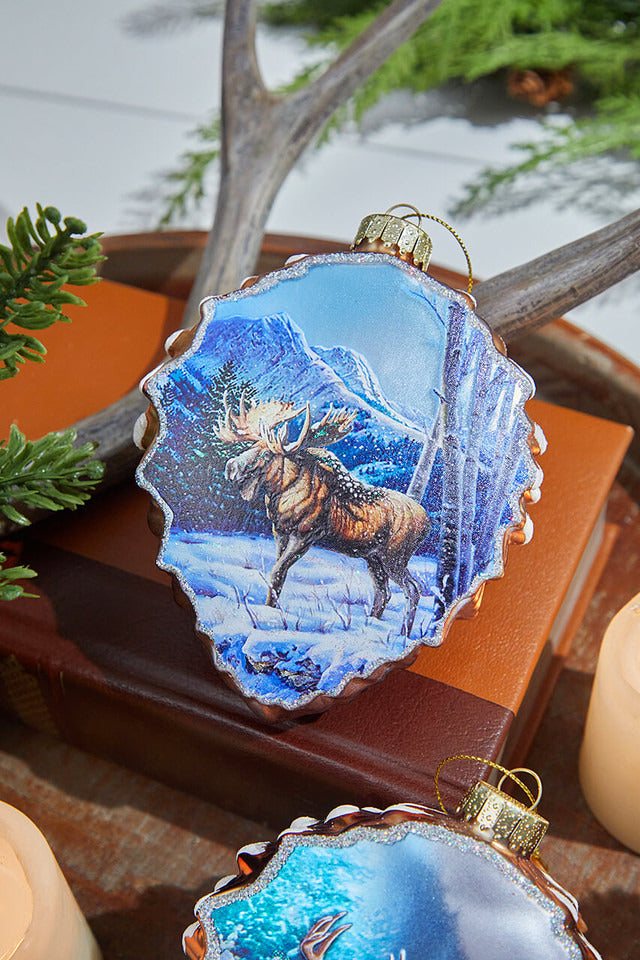 Decorator's Warehouse 5" Glass Pinecone Ornament With Winter Scene