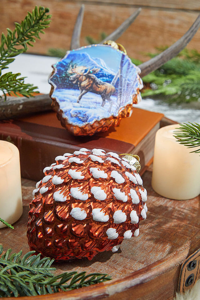 Decorator's Warehouse 5" Glass Pinecone Ornament With Winter Scene