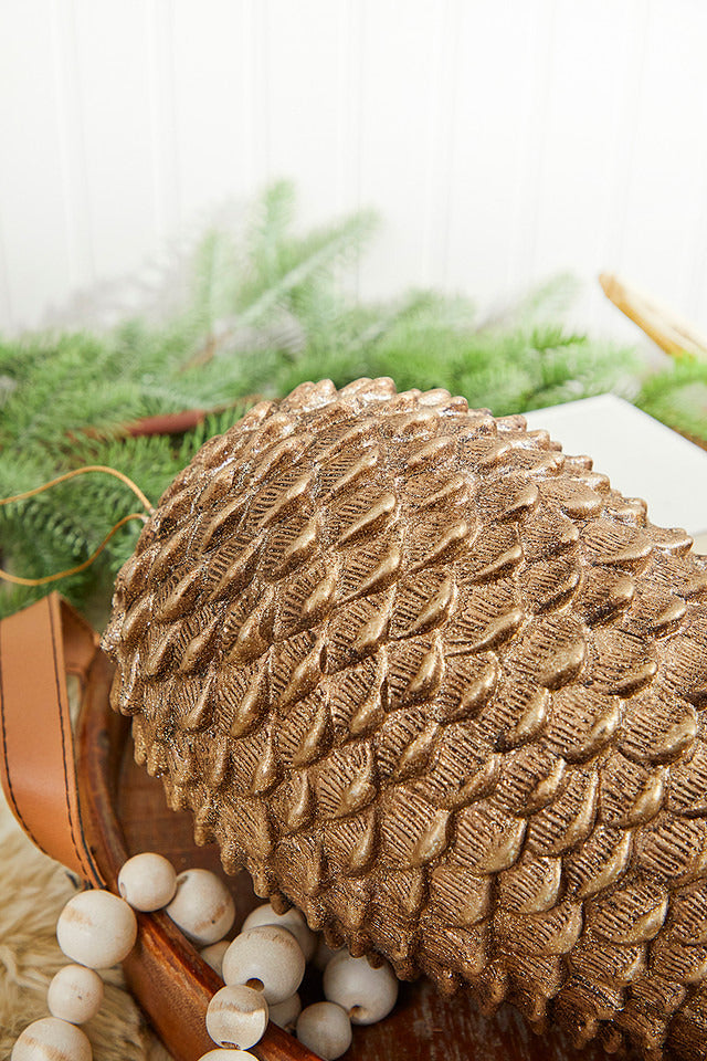 Decorator's Warehouse 12” Glitter Sequoia Pine Cone Ornament - Champagne