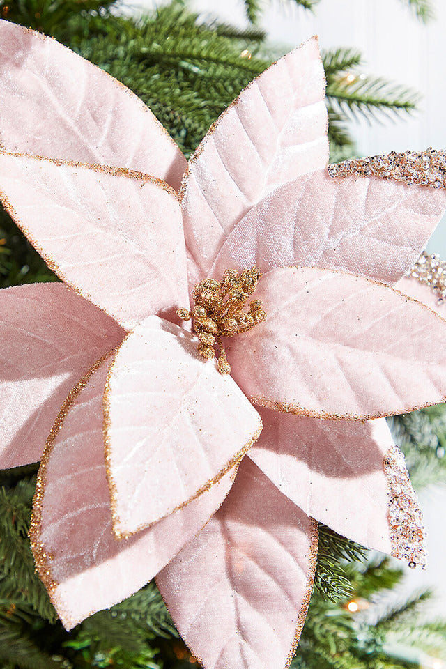 Decorator's Warehouse 22" x 11" Pink with Gold Glitter Tip Velvet Stem