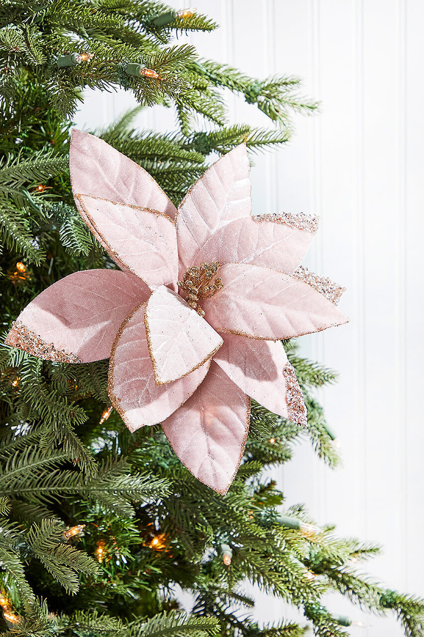Decorator's Warehouse 22" x 11" Pink with Gold Glitter Tip Velvet Stem