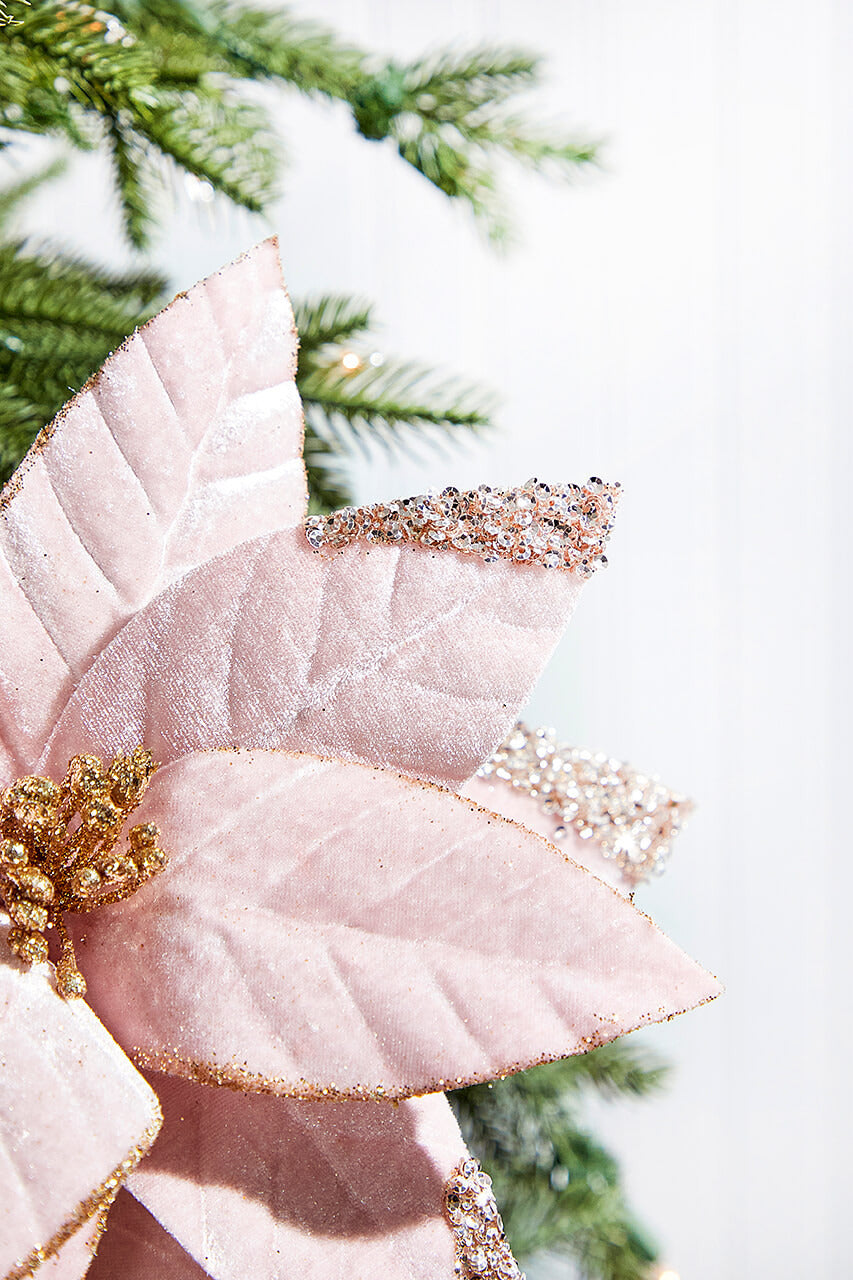 Decorator's Warehouse 22" x 11" Pink with Gold Glitter Tip Velvet Stem