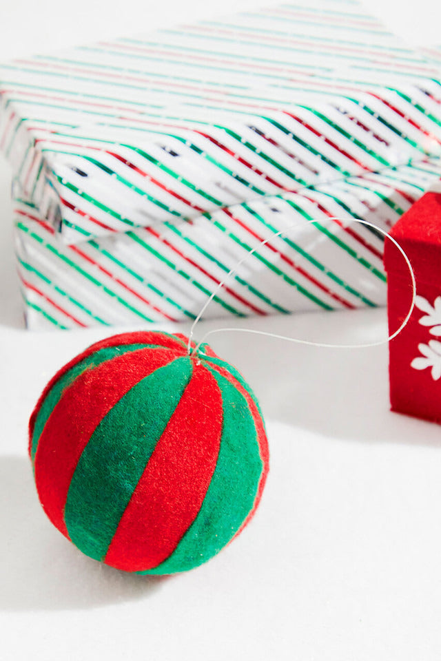 Decorator's Warehouse 4” Gumdrop Ball Ornament - Red/Green