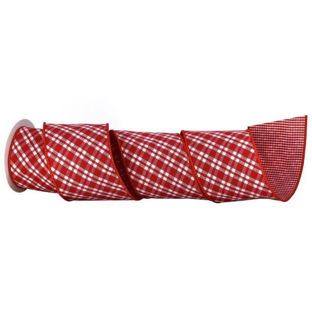 Decorator's Warehouse 4" x 5 Yard Diagonal Cut Double Sided Check Ribbon