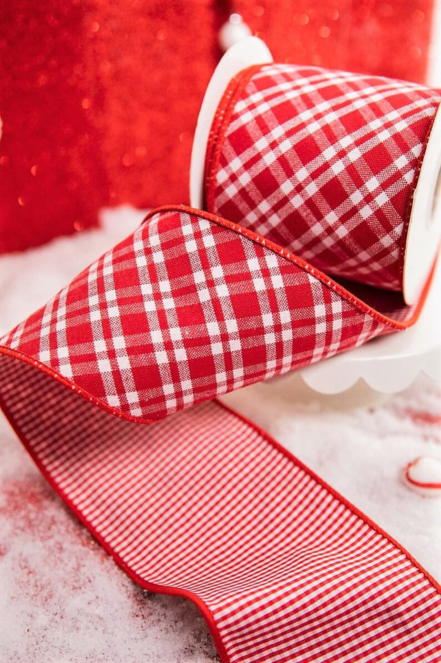 Decorator's Warehouse 4" x 5 Yard Diagonal Cut Double Sided Check Ribbon