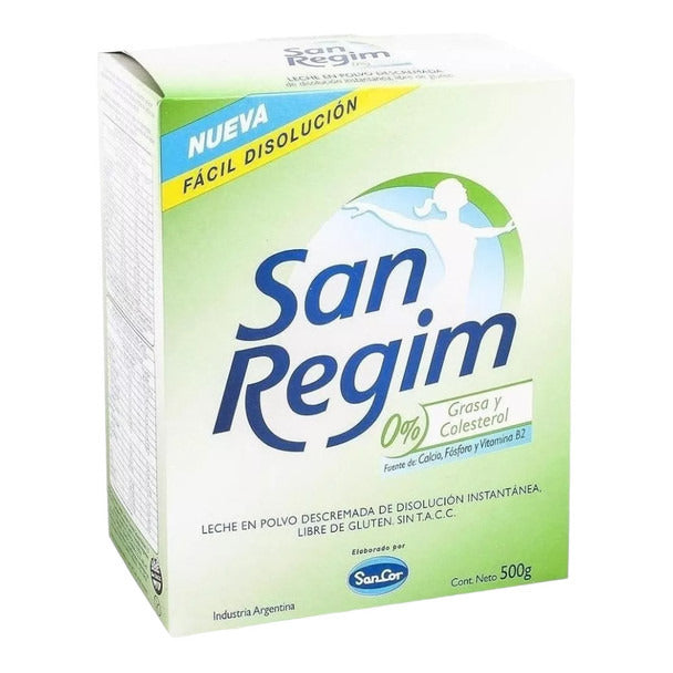 Pampa Direct SanCor San Regim Skim Milk Powder, Gluten-Free, 0% Fat & Cholesterol Leche en Polvo Descremada, 500 g / 17.6 oz