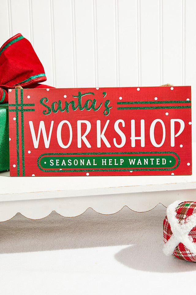 Decorator's Warehouse 12.5"L x 6"H Santa's Workshop Sign
