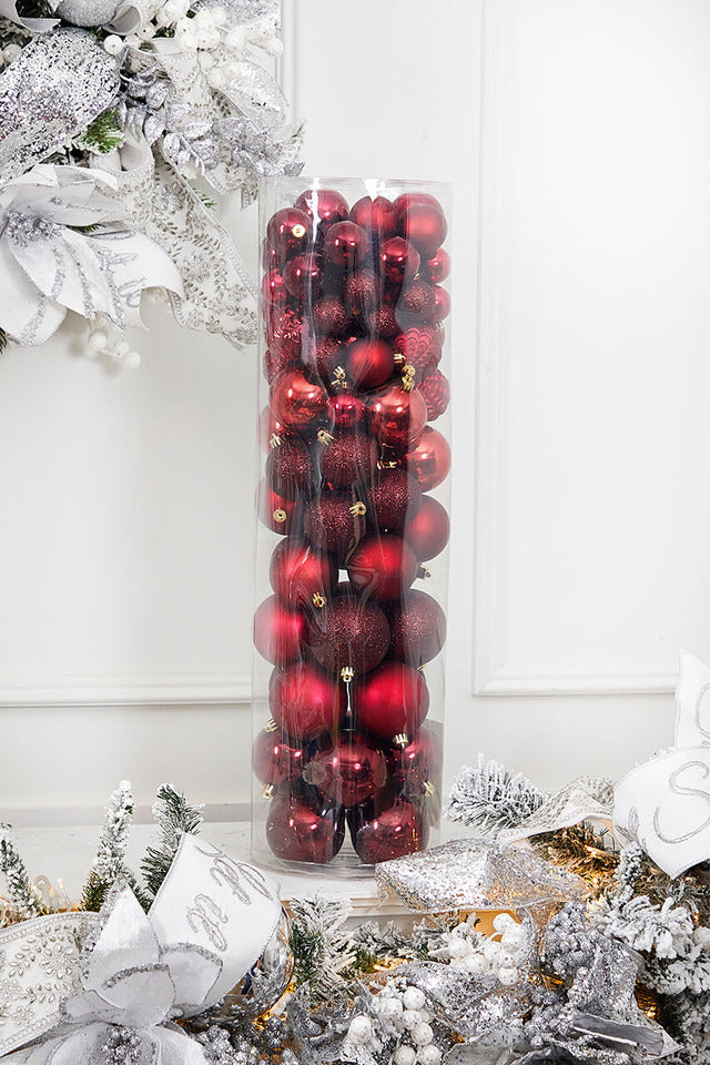 Decorator's Warehouse 80pc Shatterproof Ornament Tub - Oxblood