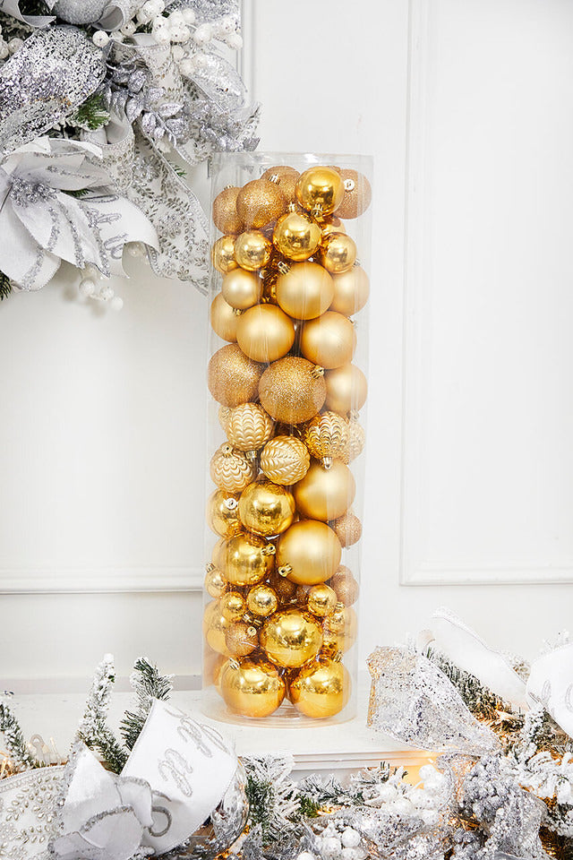 Decorator's Warehouse 80pc Shatterproof Ornament Tub - Light Gold