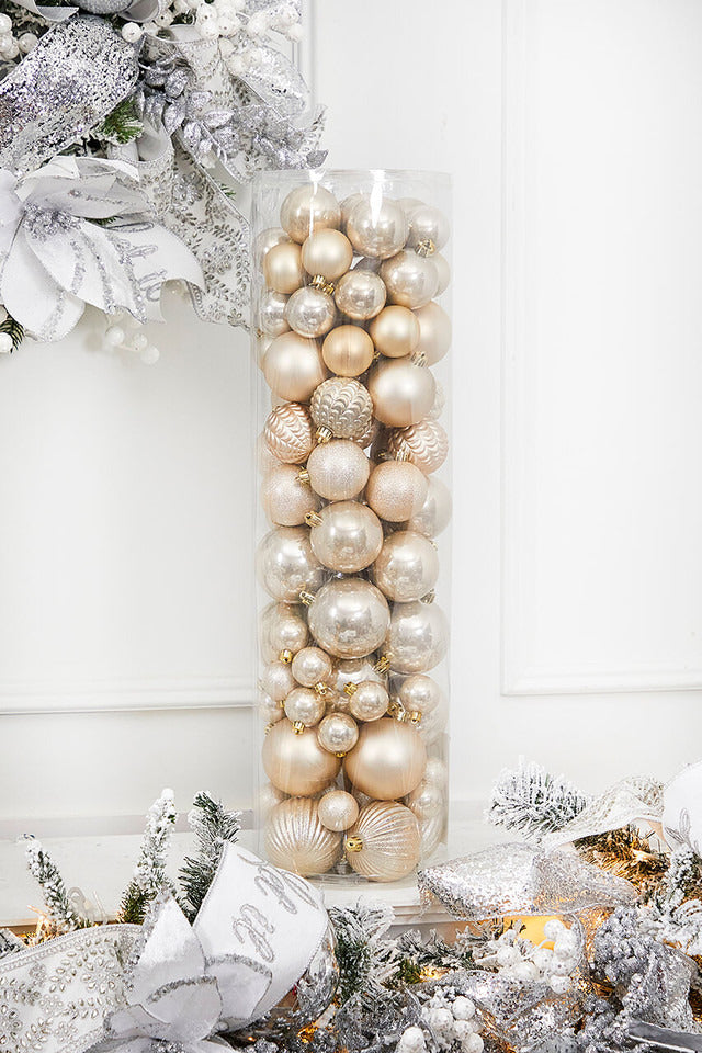 Decorator's Warehouse 80pc Shatterproof Ornament Tub - Pearl