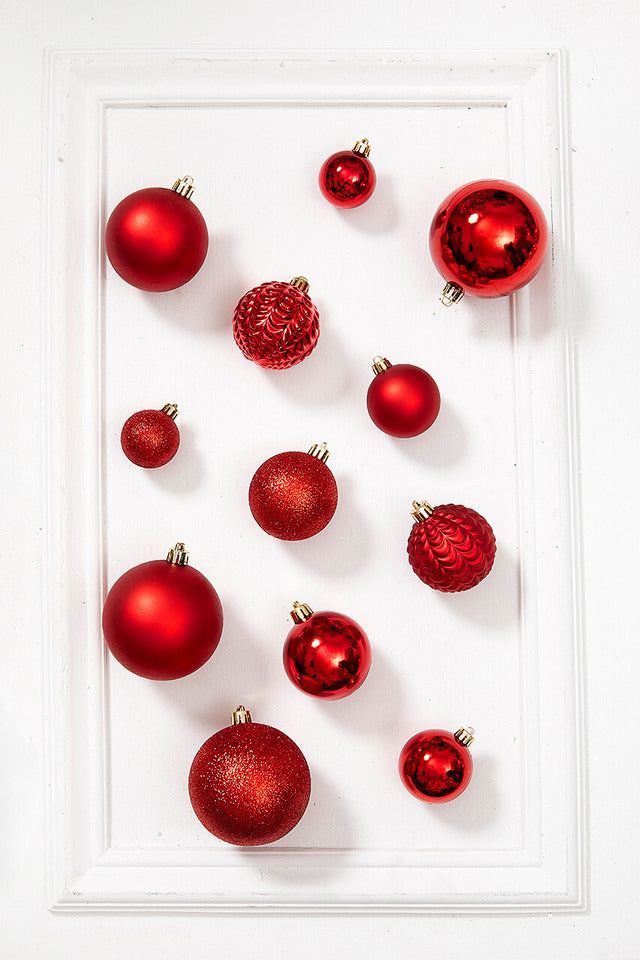 Decorator's Warehouse 80pc Shatterproof Ornament Tub - Christmas Red