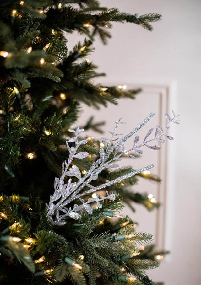 Decorator's Warehouse 29” Silver Glitter Boxwood Berry Stick Spray