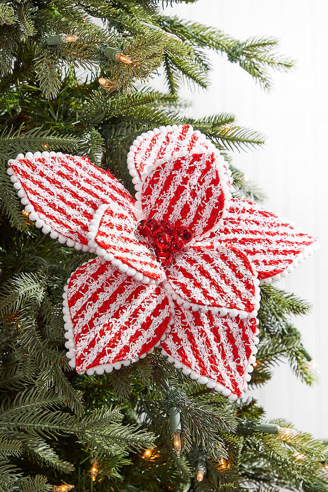 Decorator's Warehouse 22" x 10" Red and White with Cotton Ball Edge Stem