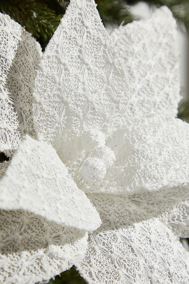 Decorator's Warehouse 19" x 12" Textured White Poinsettia Stem