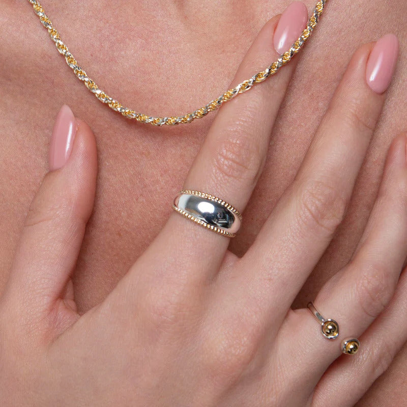 ARGENTO VIVO THE SPLIT TWO TONE BALL RING