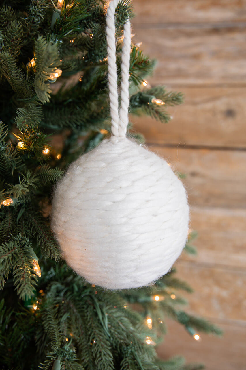 Decorator's Warehouse 6” White Tweed Ball Ornament