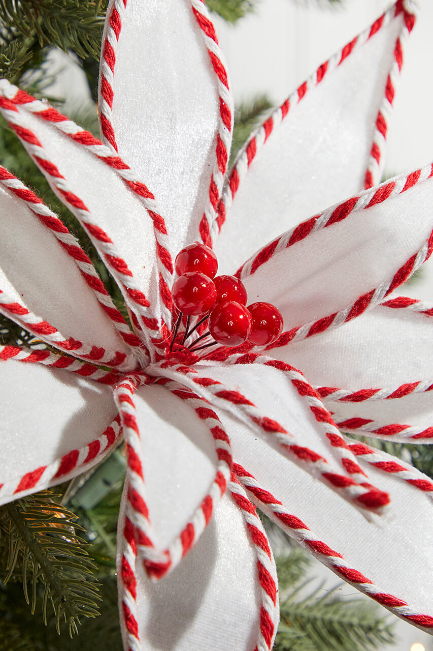 Decorator's Warehouse 19" x 12" White and Red Poinsettia Stem