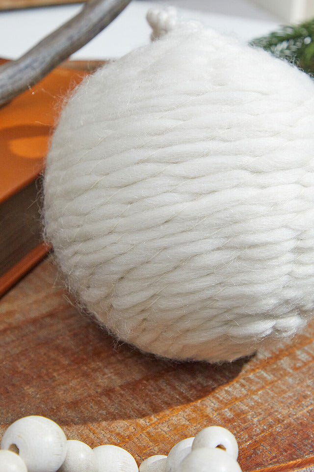 Decorator's Warehouse 6” White Tweed Ball Ornament