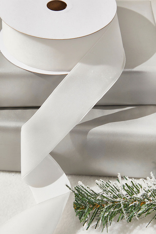Decorator's Warehouse 1.5" x 10 Yard White Unwired Velvet Ribbon