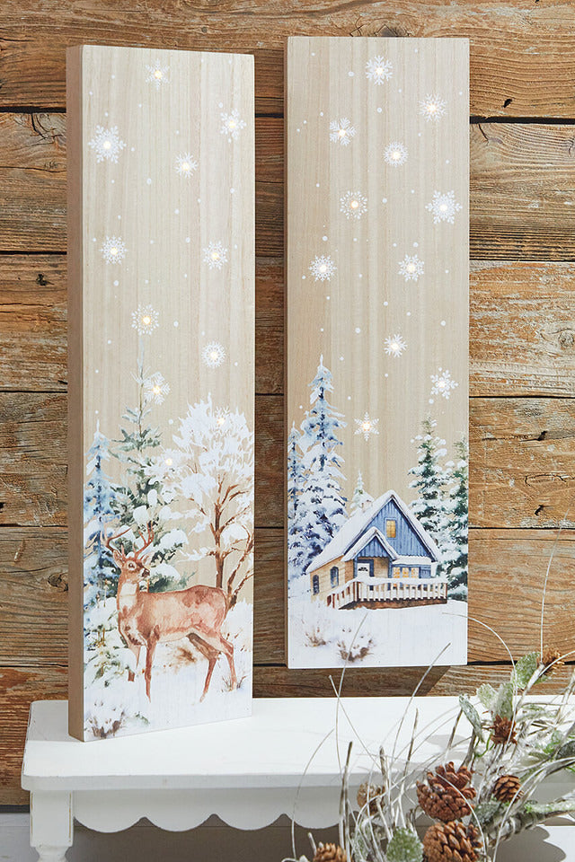 Decorator's Warehouse 24” Lighted Winter Wood Wall Art
