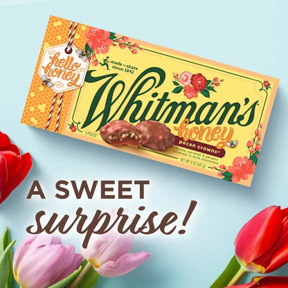 Russell Stover Chocolates Whitmans Milk Chocolate Pecan Crowns Honey Box, 8 oz.
