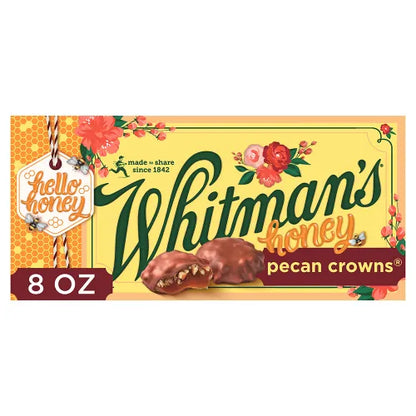 Russell Stover Chocolates Whitmans Milk Chocolate Pecan Crowns Honey Box, 8 oz.