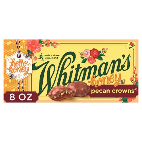 Russell Stover Chocolates Whitmans Milk Chocolate Pecan Crowns Honey Box, 8 oz.
