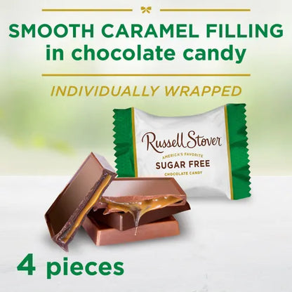 Russell Stover Chocolates Sugar Free Caramel Tiles Candy, 2.25 oz bag