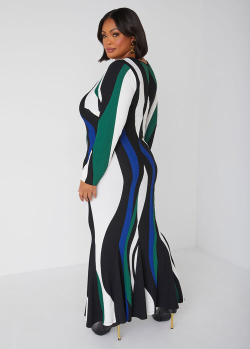 Ashley Stewart Cutout Swirl Print Maxi Dress