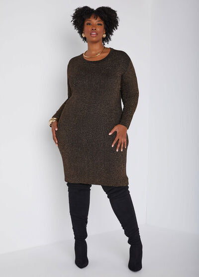 Ashley Stewart Lurex Bodycon Sweater Dress