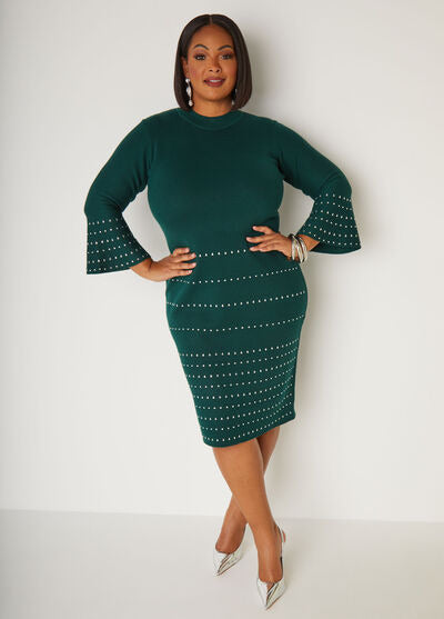 Ashley Stewart Crystal Bodycon Sweater Dress