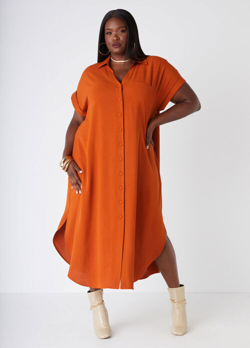 Ashley Stewart Textured Midaxi Shirtdress