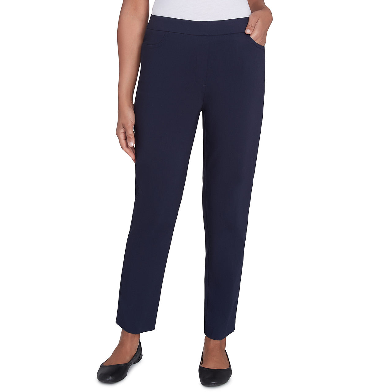 Alfred Dunner Women's Classics Allure Stretch Short Length Pant - NAVY