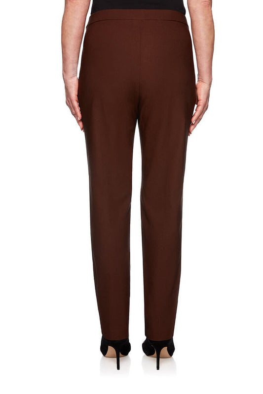 Alfred Dunner Women's Classics Allure Stretch Short Length Pant - BROWN