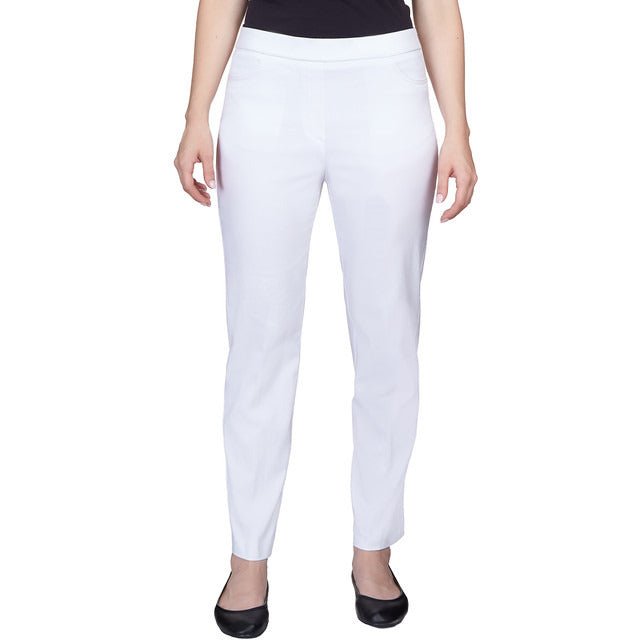 Alfred Dunner Women's Classics Allure Stretch Average Length Pant -  WHITE