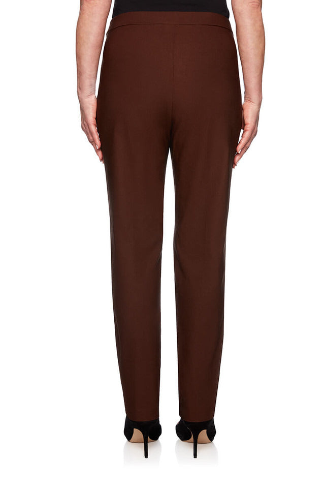 Alfred Dunner Women's Classics Allure Stretch Average Length Pant - BROWN