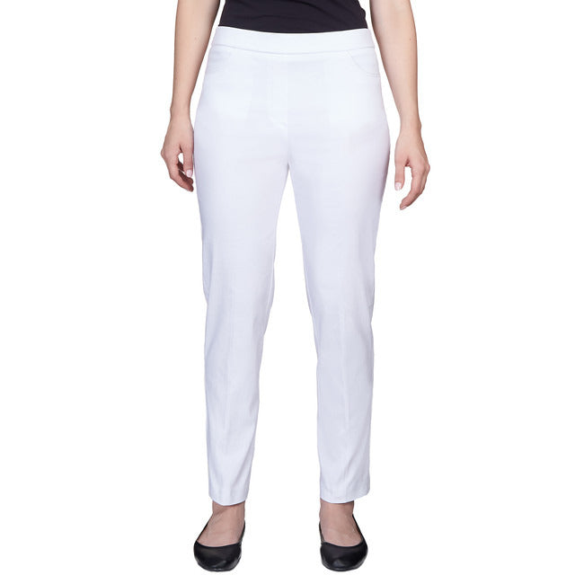 Alfred Dunner Women's Classics Allure Stretch Average Length Pant -  WHITE