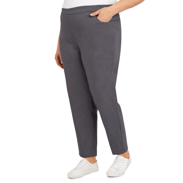 Alfred Dunner Women's Classics Allure Stretch Short Length Pant - GREY